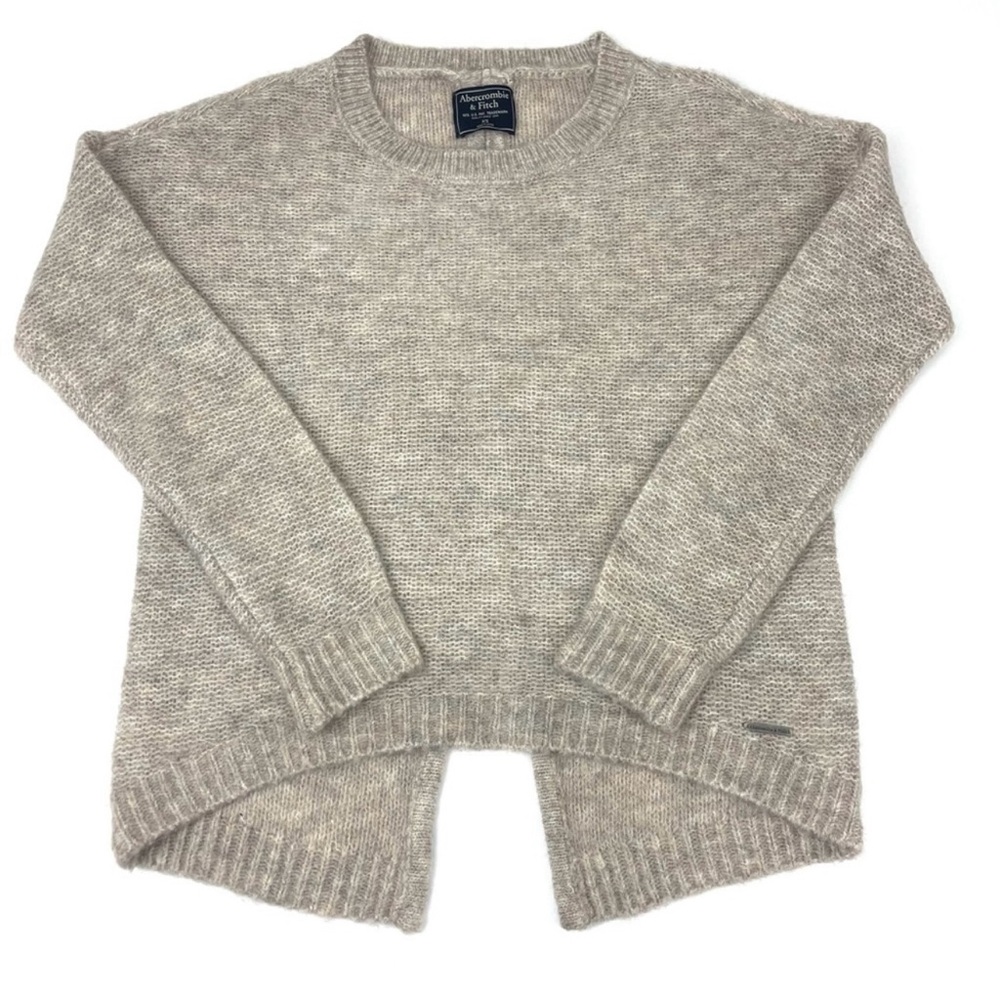 Abercrombie Slit Back High Low Crewneck Knit Stretch Sweater